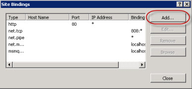 Site Bindings list in IIS Manager Site Bindings list in IIS Manager