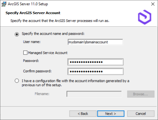Using a domain account Using a domain account
