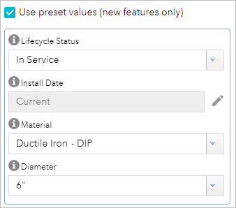 Preset values Preset values
