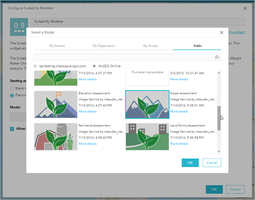 Select a Model window Select a Model window