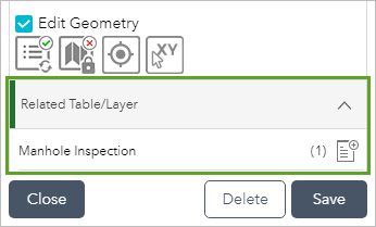Related Table/Layer section of widget Related Table/Layer section of widget