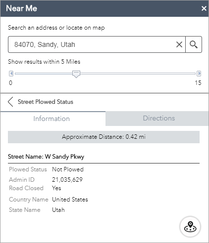 Information about the selected feature Information about the selected feature